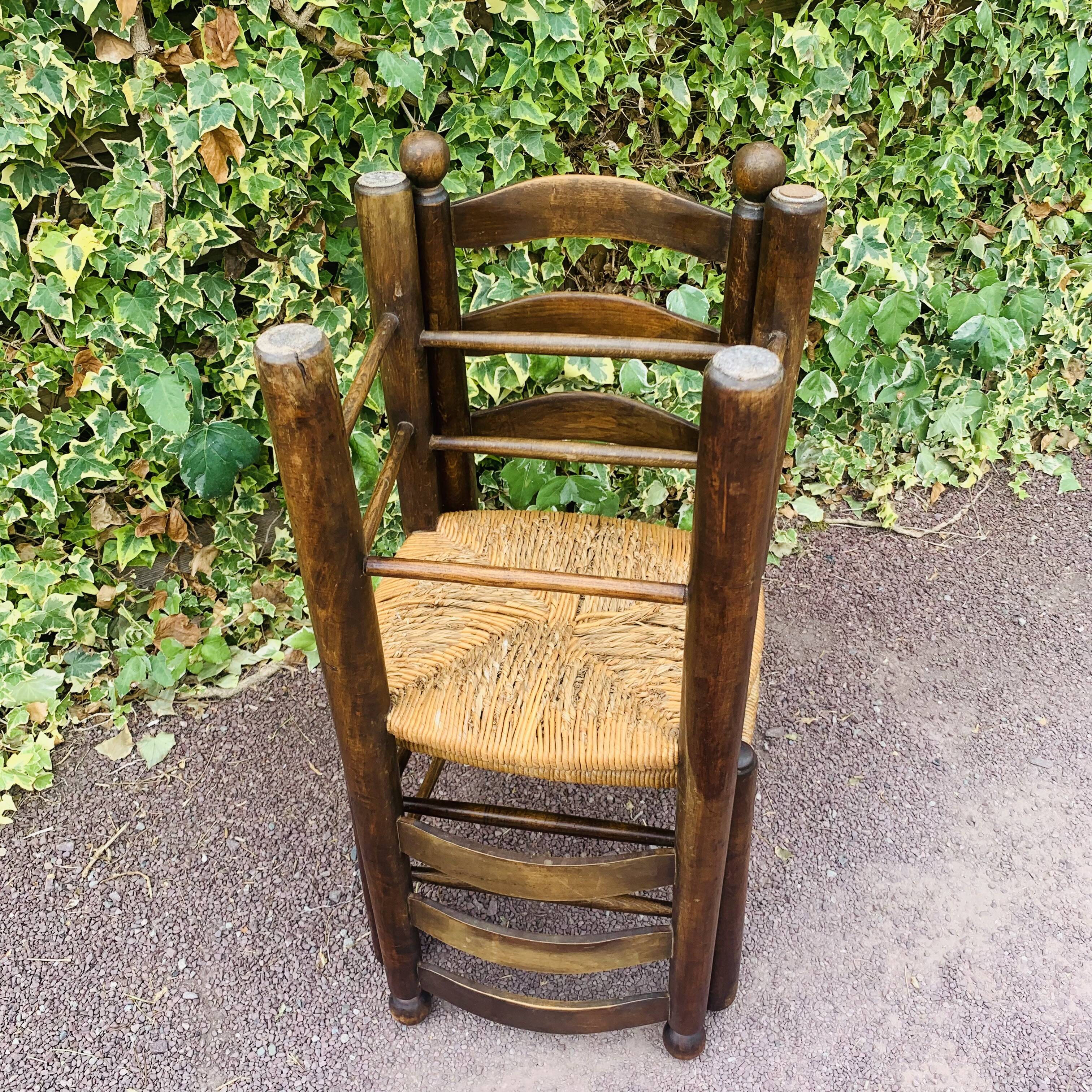 Paire de chaises bois et paillage