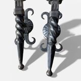 Pair of brutalist wall sconces in wrought iron