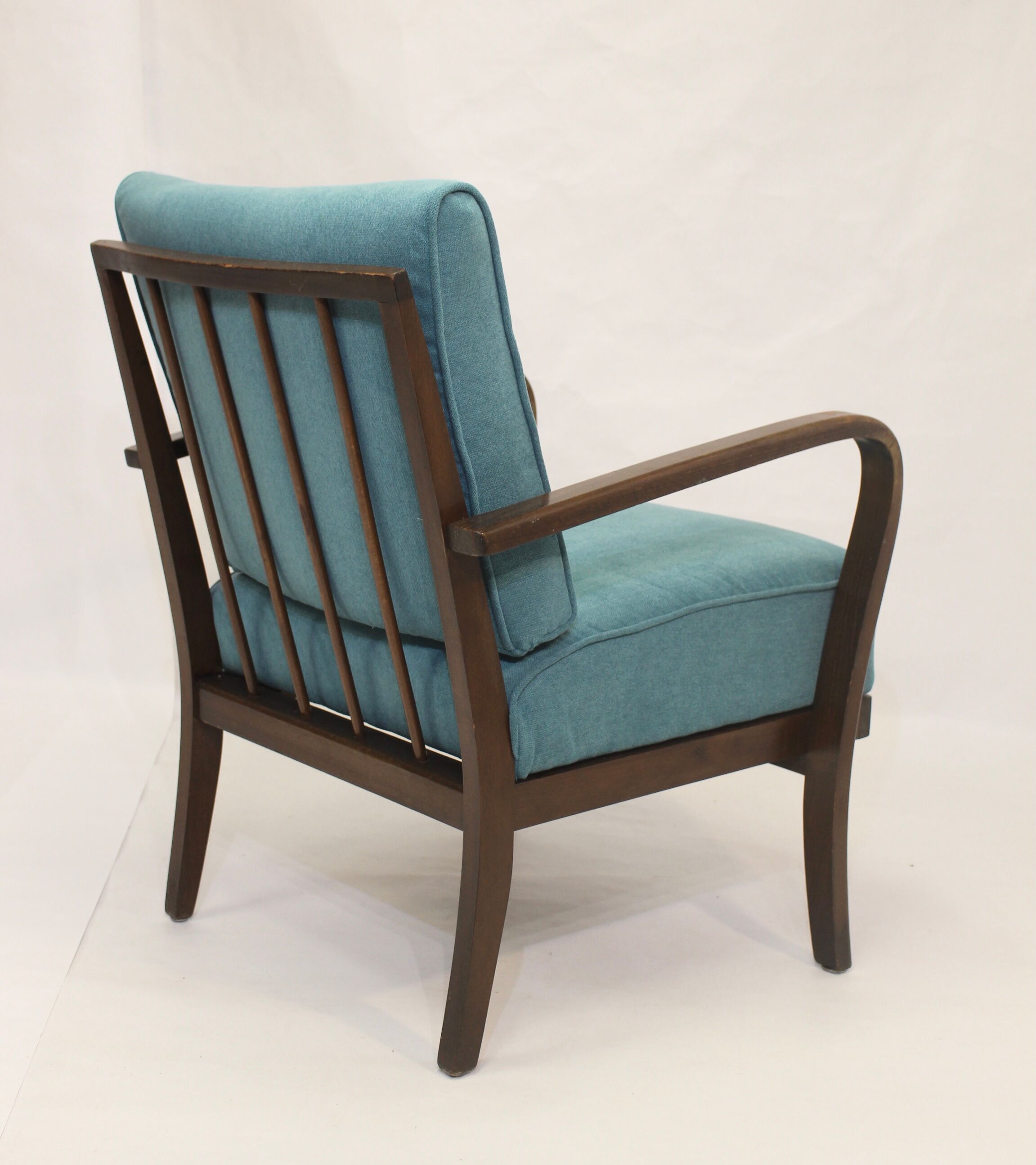 Art Deco curved wood armchair, 1950