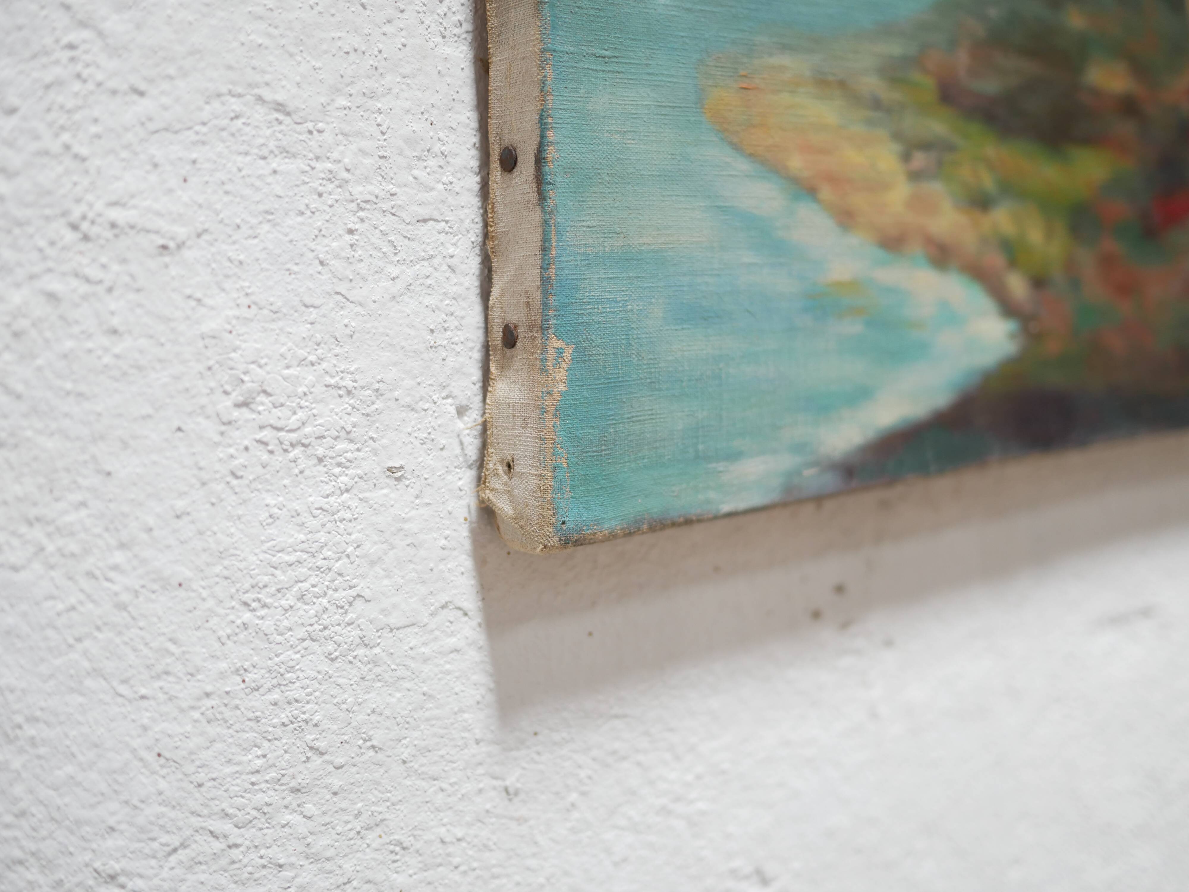 Painting on old canvas signed Lévêque