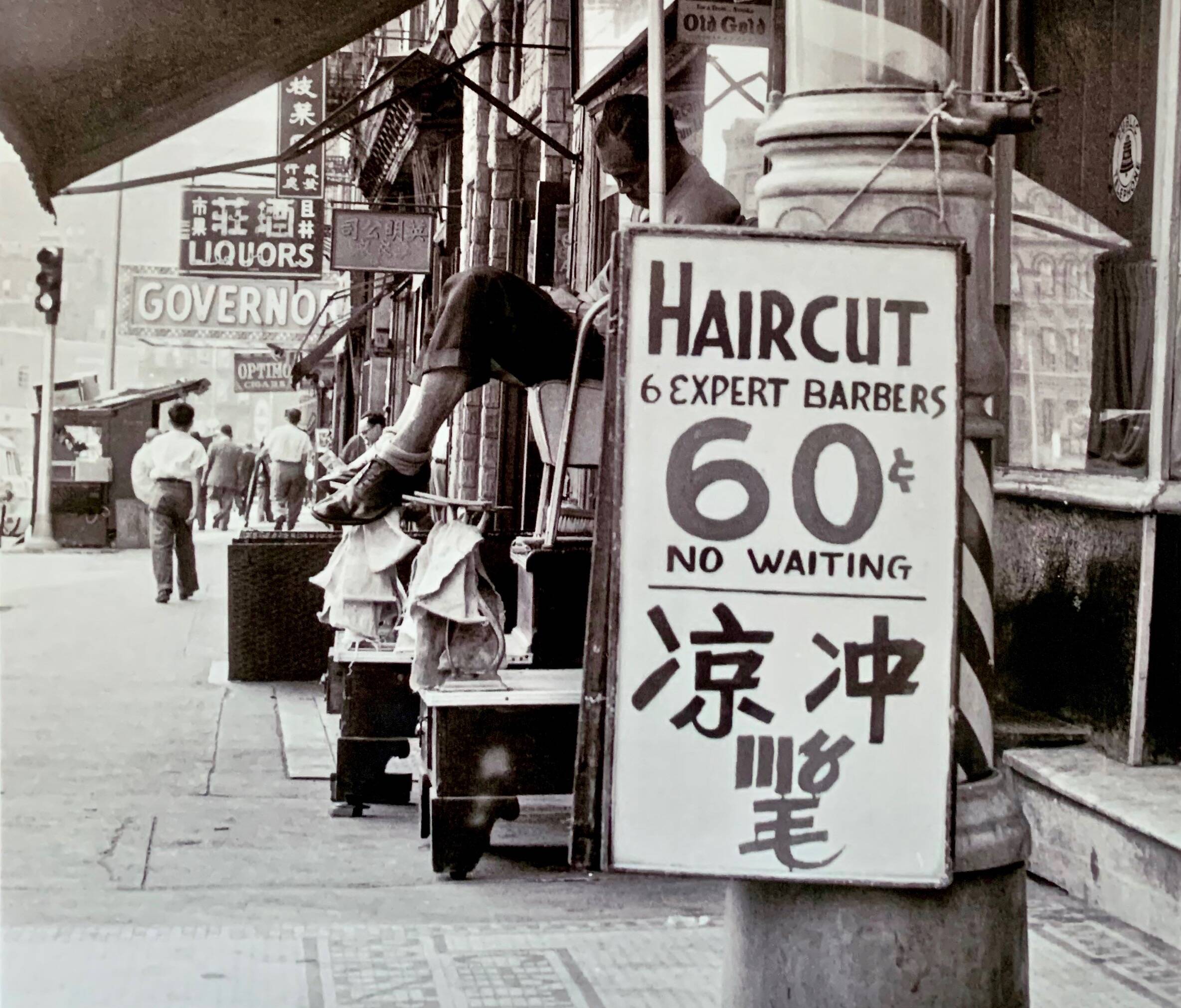 Timeless Street Scene – Barber Shop, Chatham Square, Chinatown (1956)