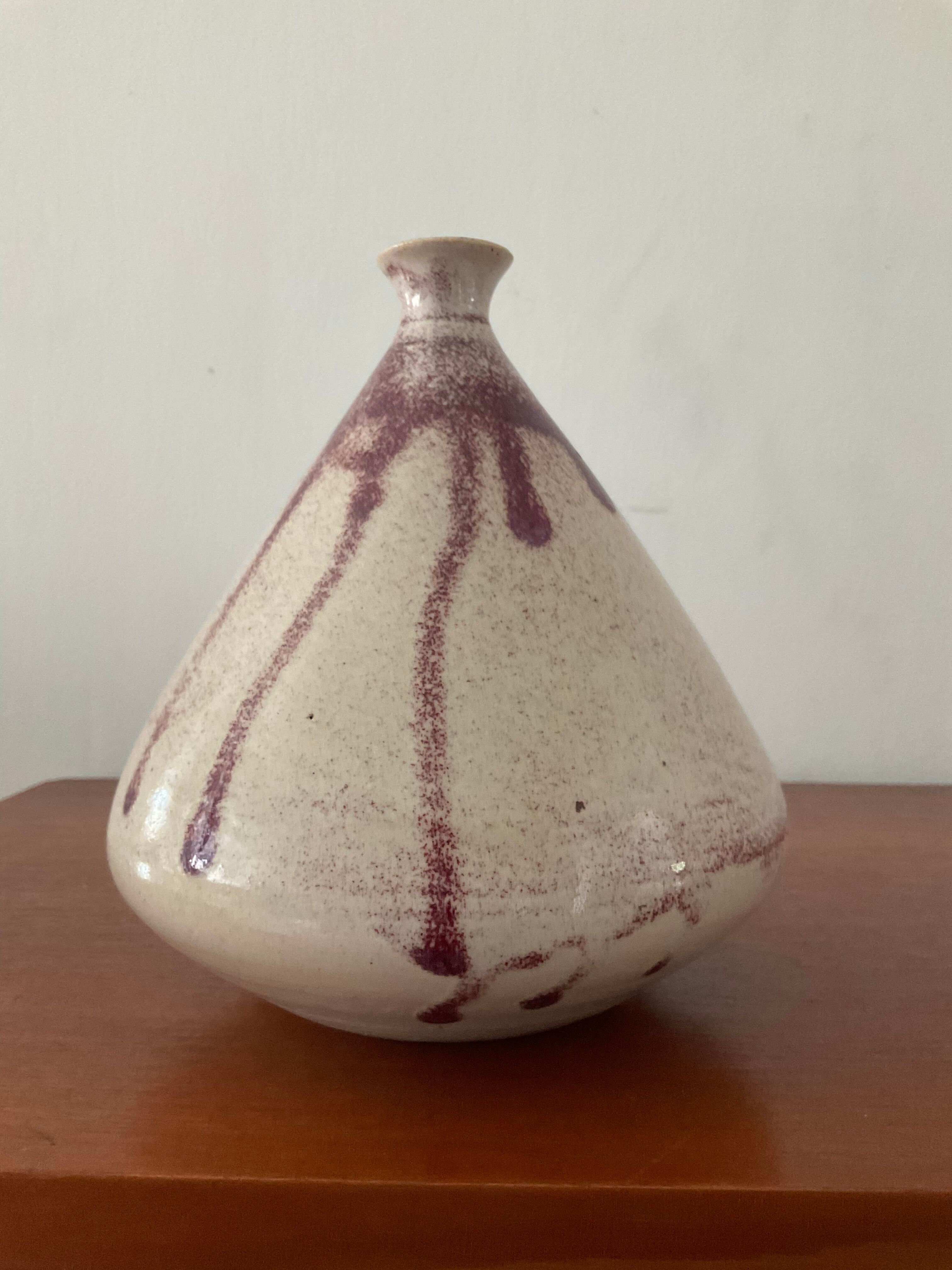 Vintage sandstone vase signed