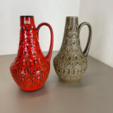 Set of 2 multi-color fat lava op art pottery vase made bay ceramics, germany