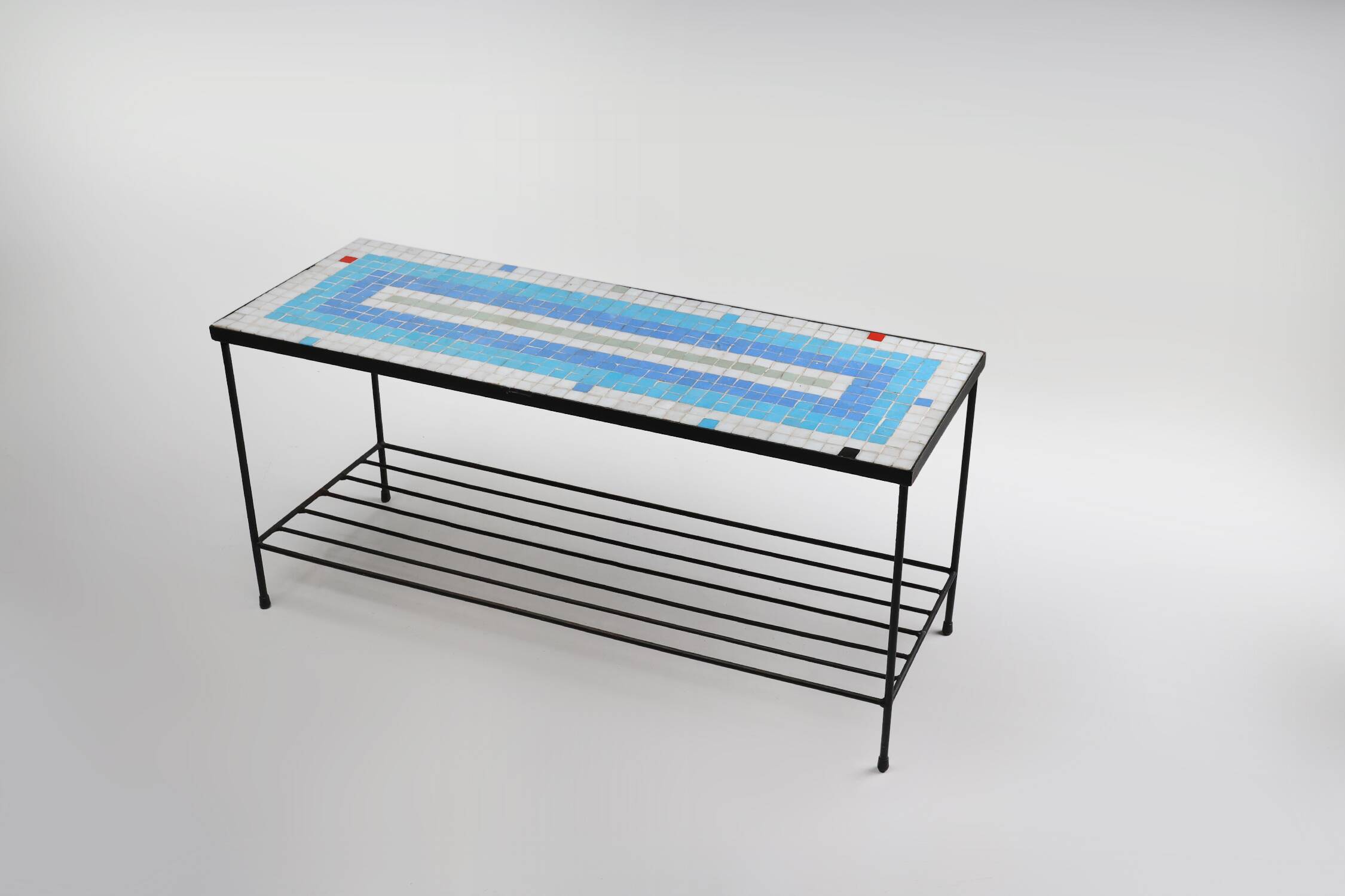 Mid-century mosaic coffee table with metal frame, France