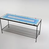 Mid-century mosaic coffee table with metal frame, France