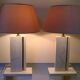 Paire de lampes des années 70 en travertin marbres et laiton