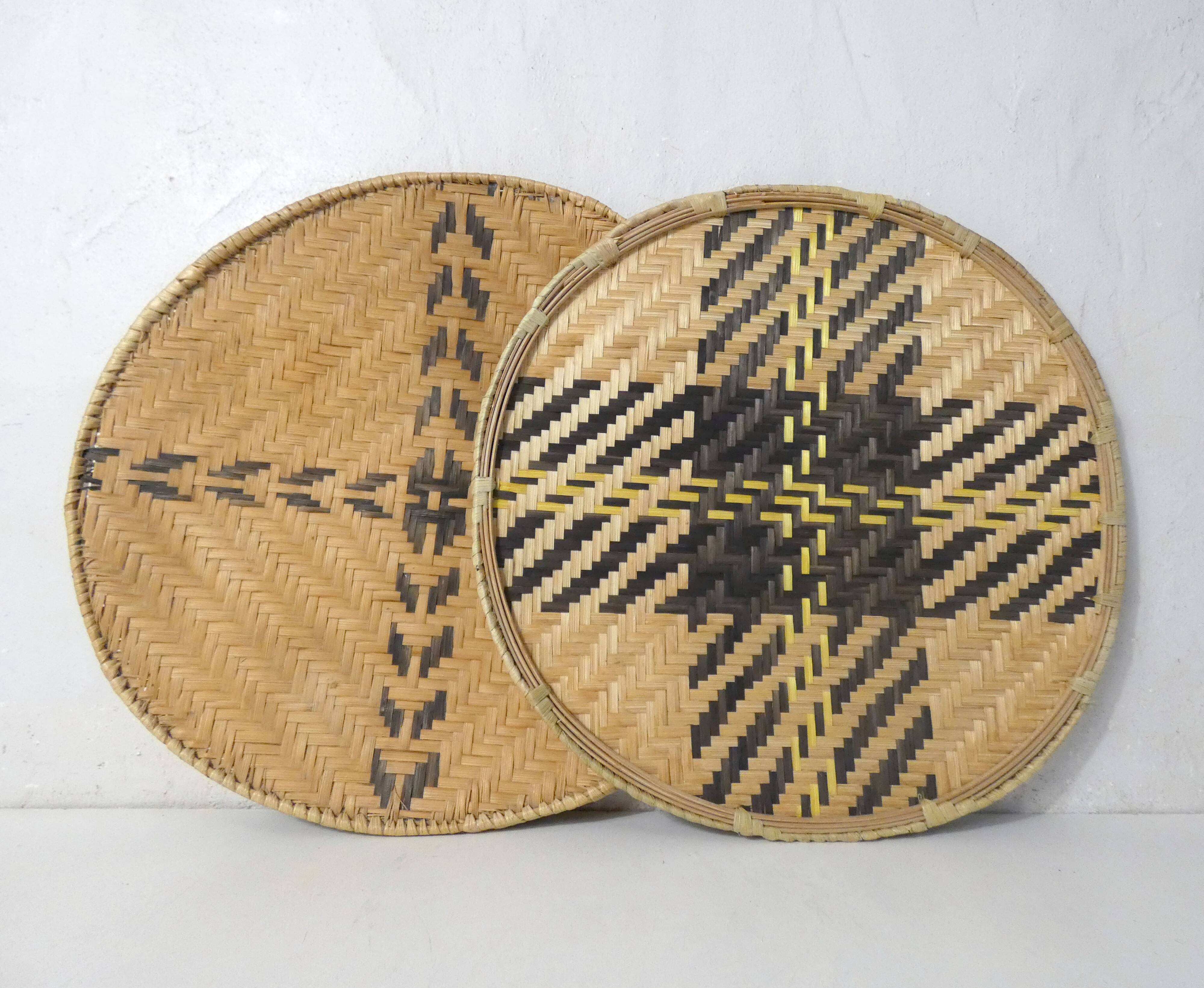 Ethnic rattan and bamboo winnowing trays