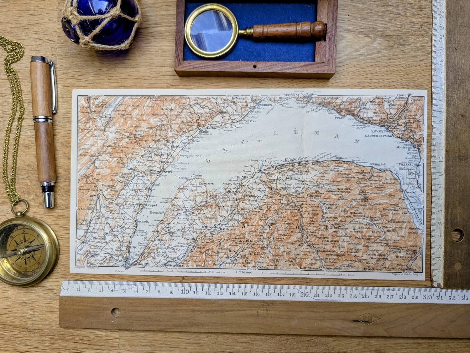 Lake Geneva, old map, printed in 1906.