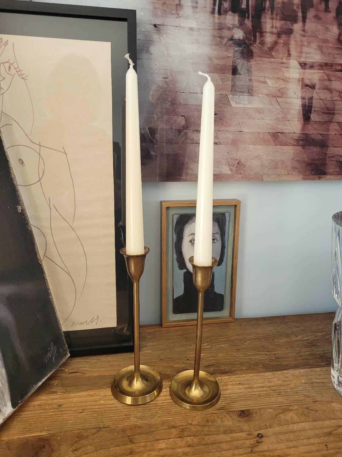 Pair of antique brass candlesticks