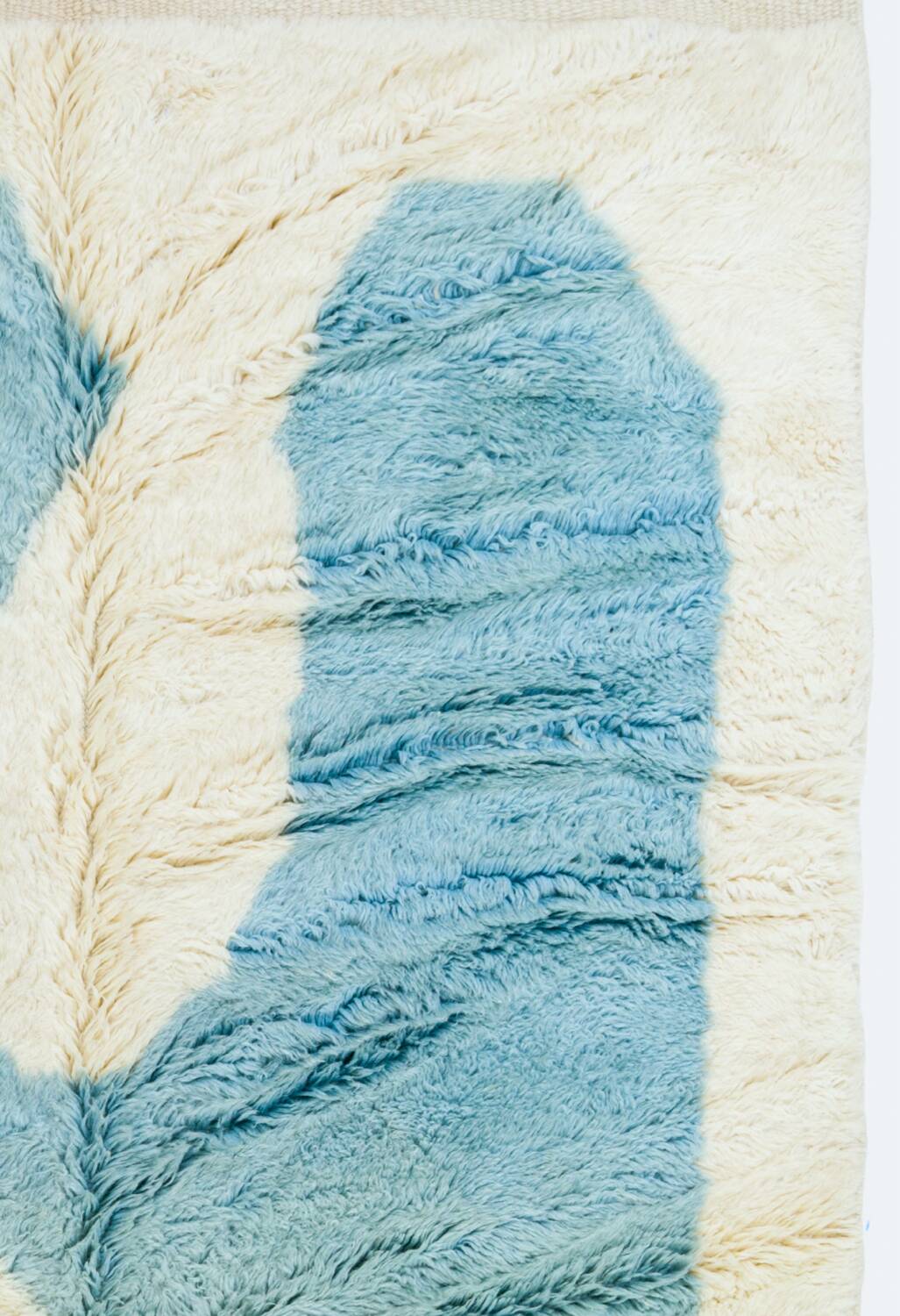 Modern sky blue and white Mrirt Moroccan rug