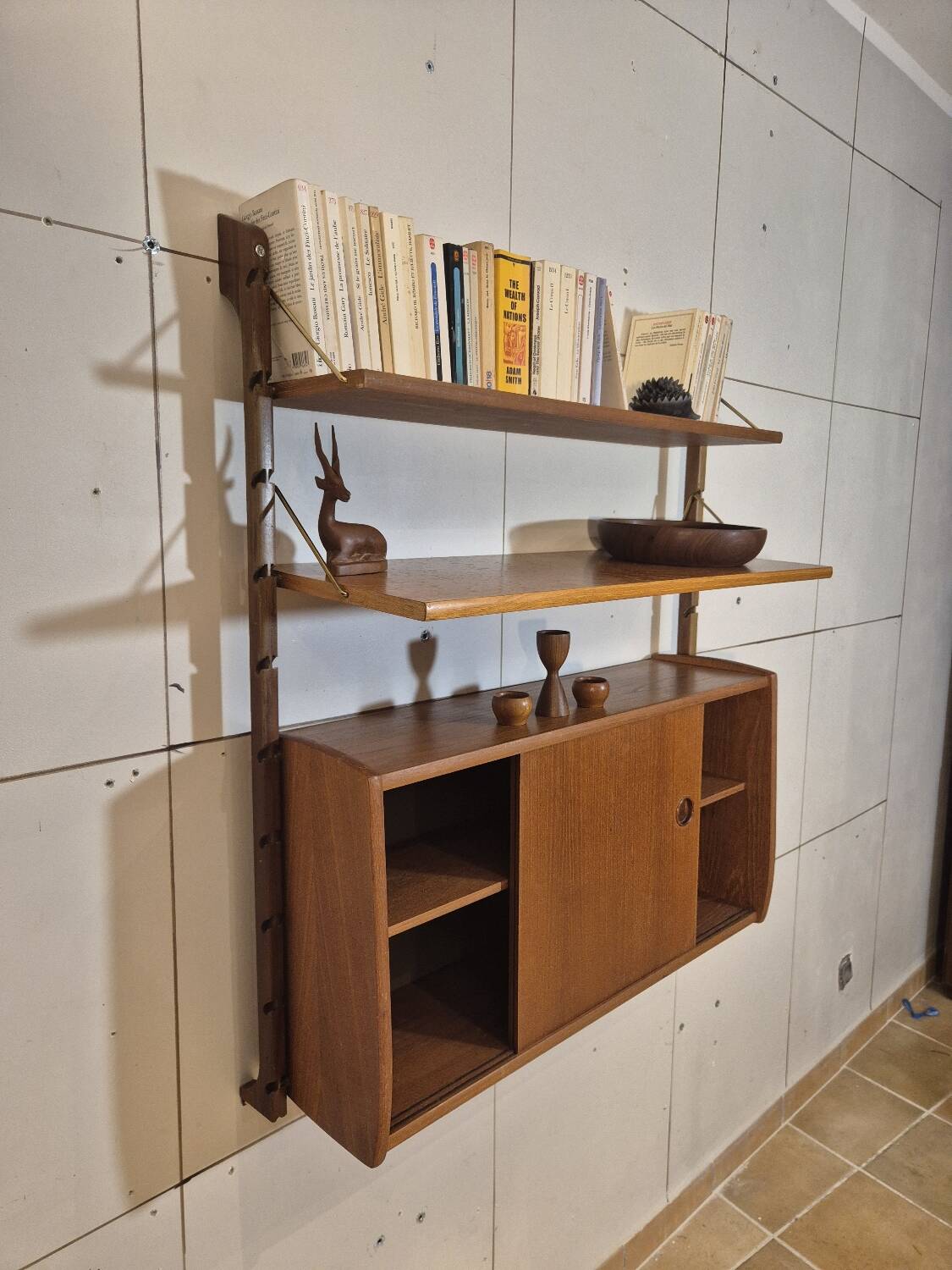 Ergo teak wall shelves, Vintage Scandinavian 1960s