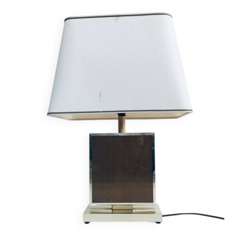 Hollywood Regency Style Gold Square Table Lamp, 1970s