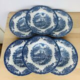 6 assiettes creuses terre de fer anglaises Myott The Brook, ironstone