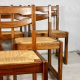 Series of 6 chairs in elm and rope Maison Regain