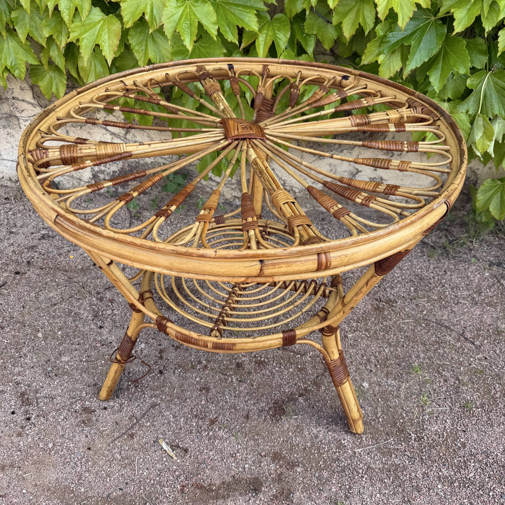 1950s rattan table from France