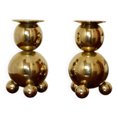 Pair of Swedish brass candlesticks from the mid-century by Gusum.