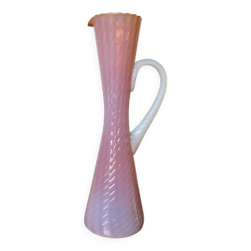 Vase, soliflore stelvia glass, italy, pink, orange and opalescent, 1960s