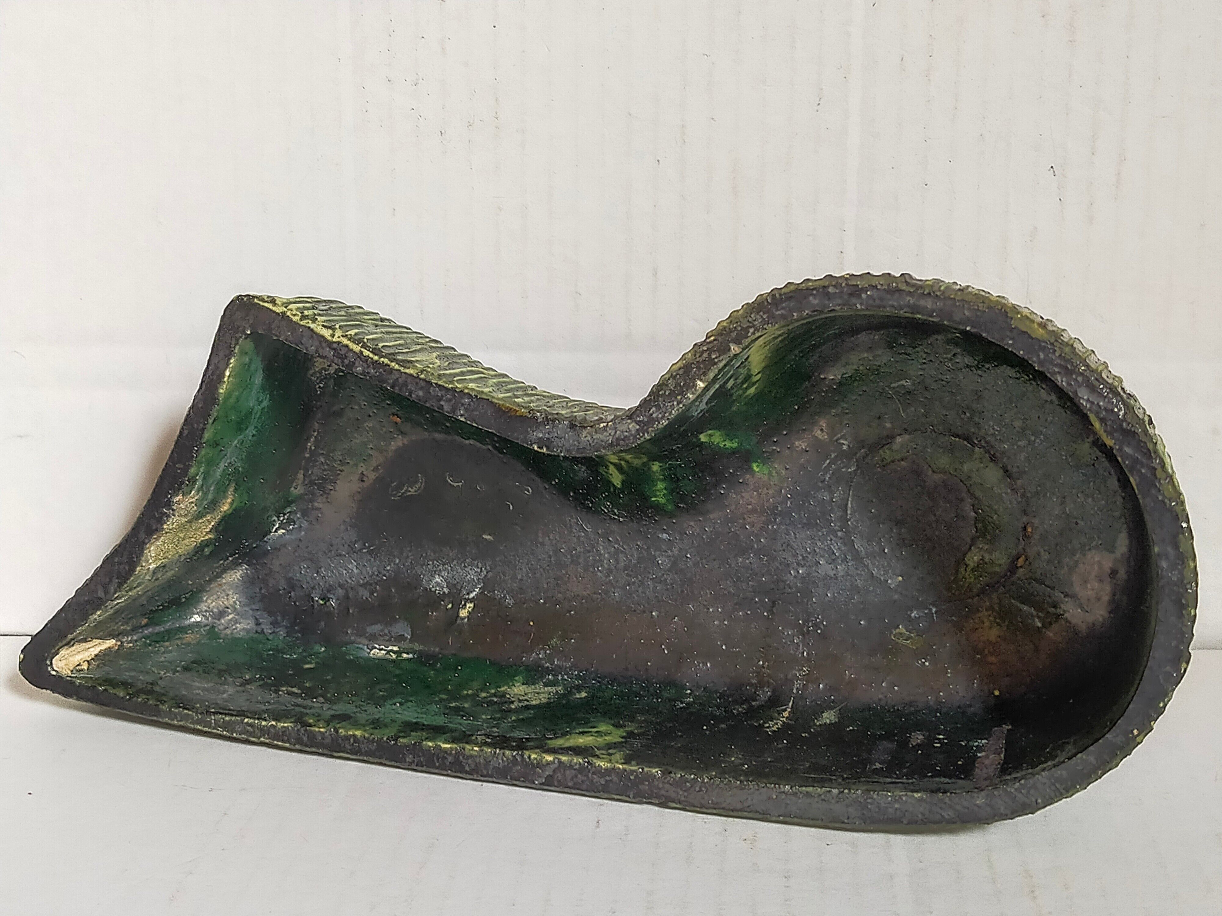 Vintage free-form tripod ceramic cactus planter