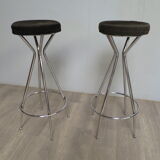 Pair of 60s chrome designer stools
