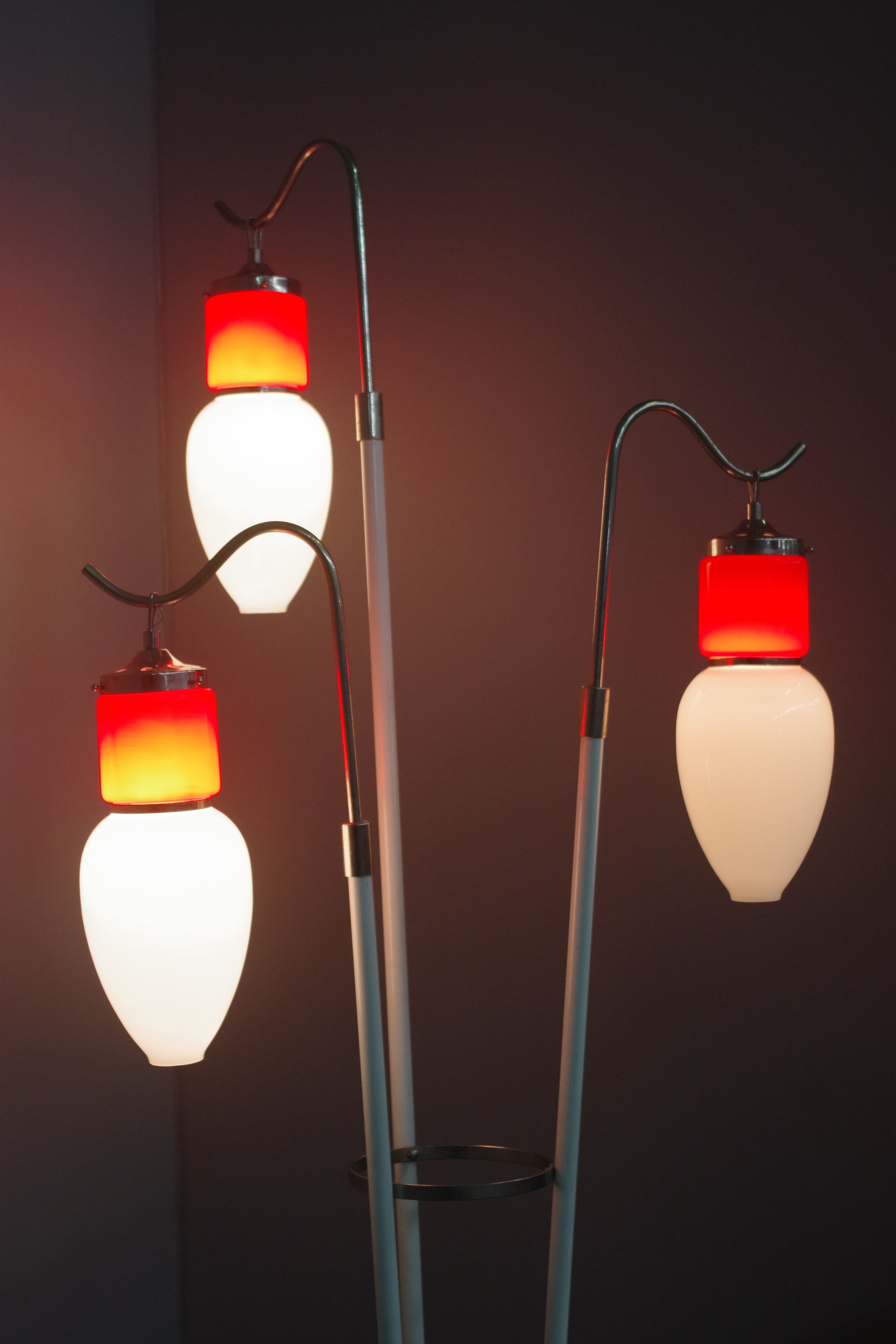 Floor chandelier 3 lights, 70s marble base