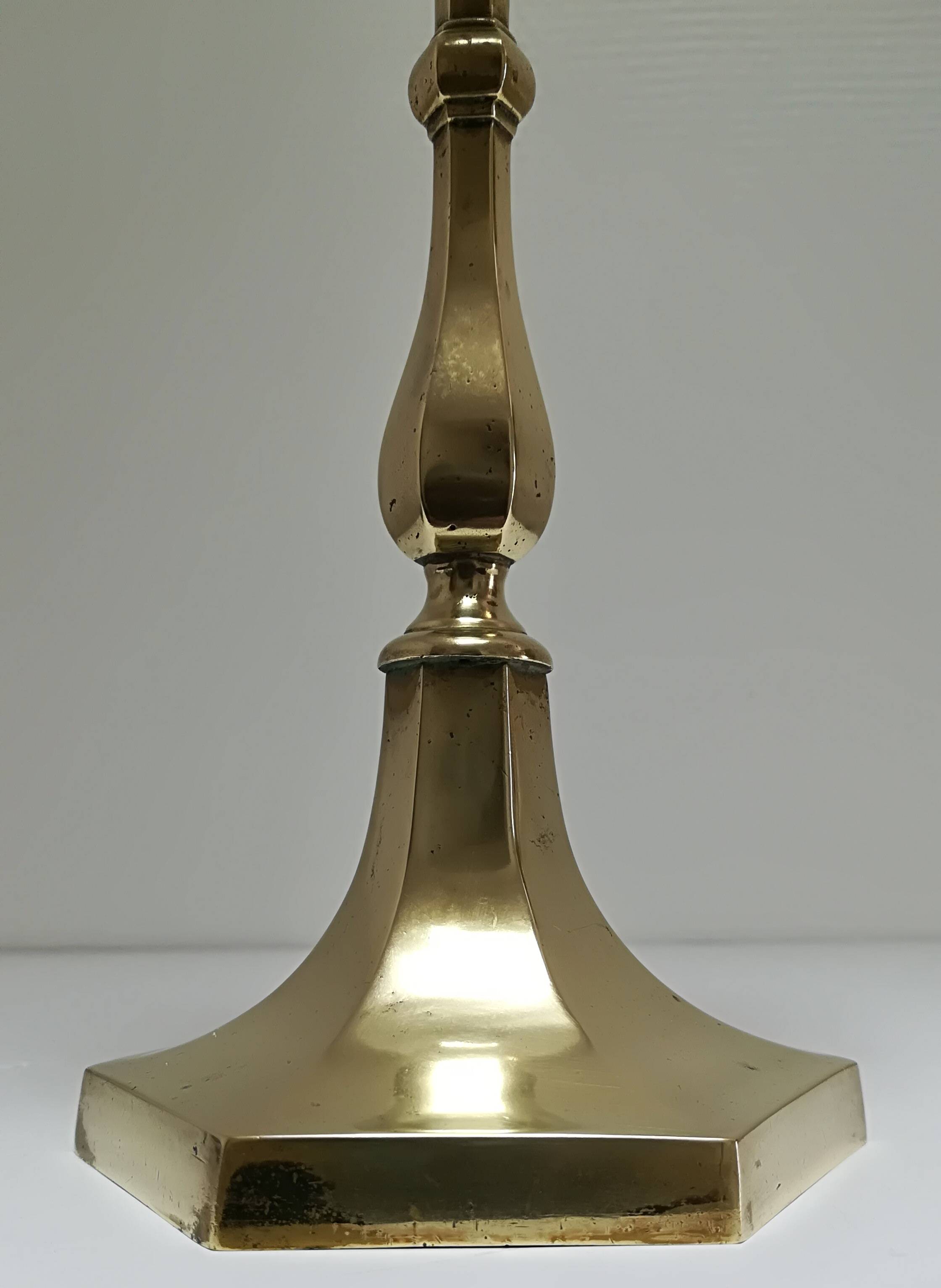 Solid brass opaline glass lamp from the 60s