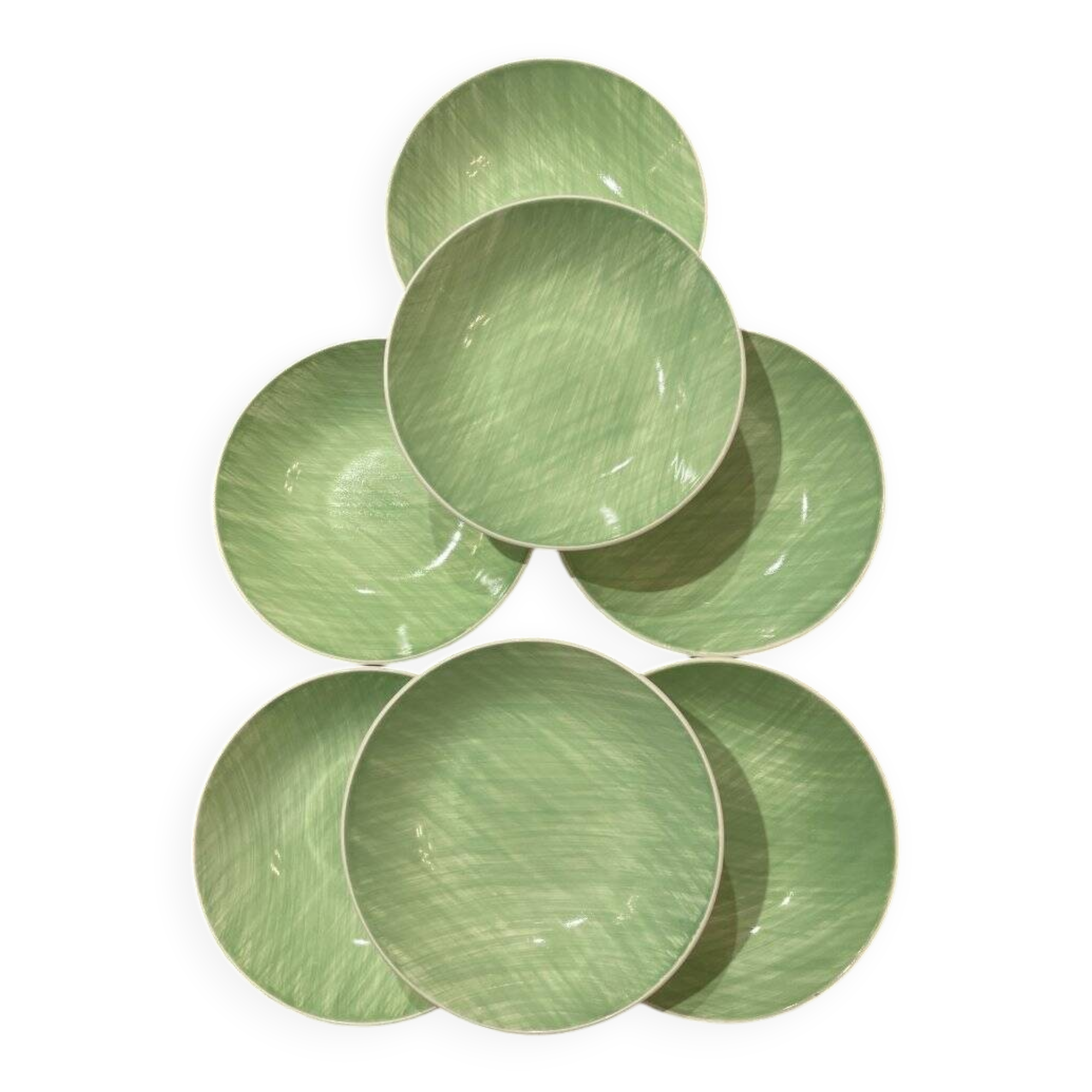 Set of 7 Salins soup plates, Mistral green model