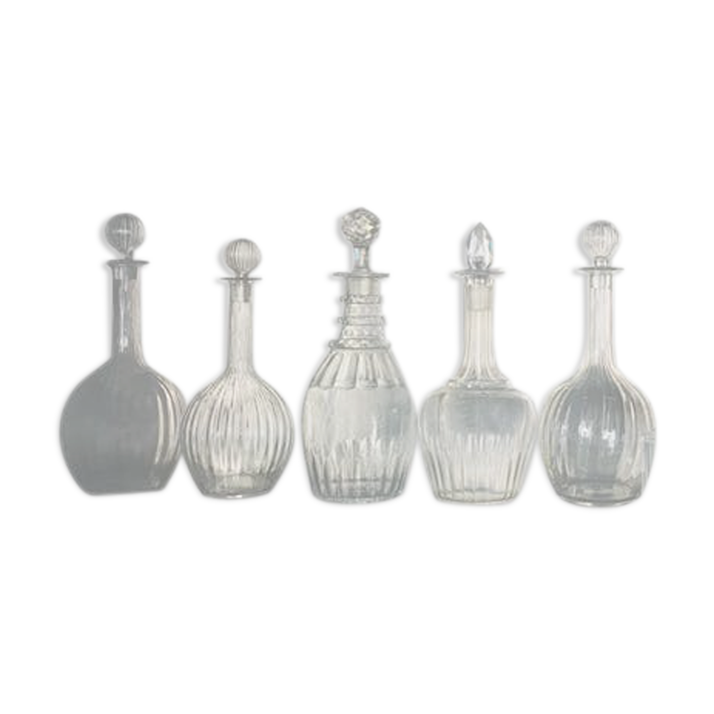 Lot of five glass carafes