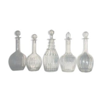 Lot of five glass carafes
