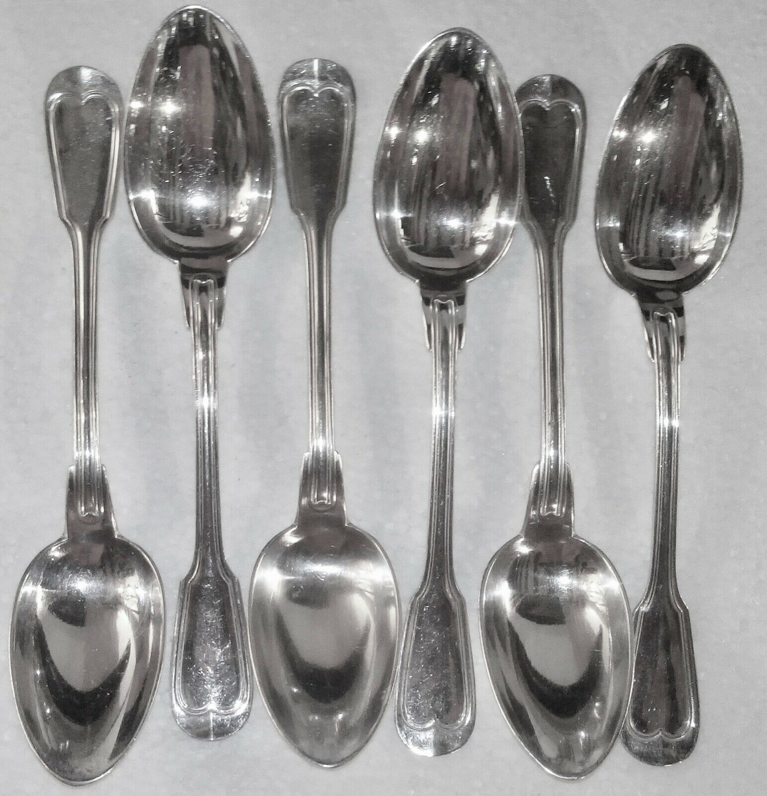 6 large spoons silver metal hallmark 84g model uni filet - goldsmith boulenger