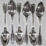 6 large spoons silver metal hallmark 84g model uni filet - goldsmith boulenger