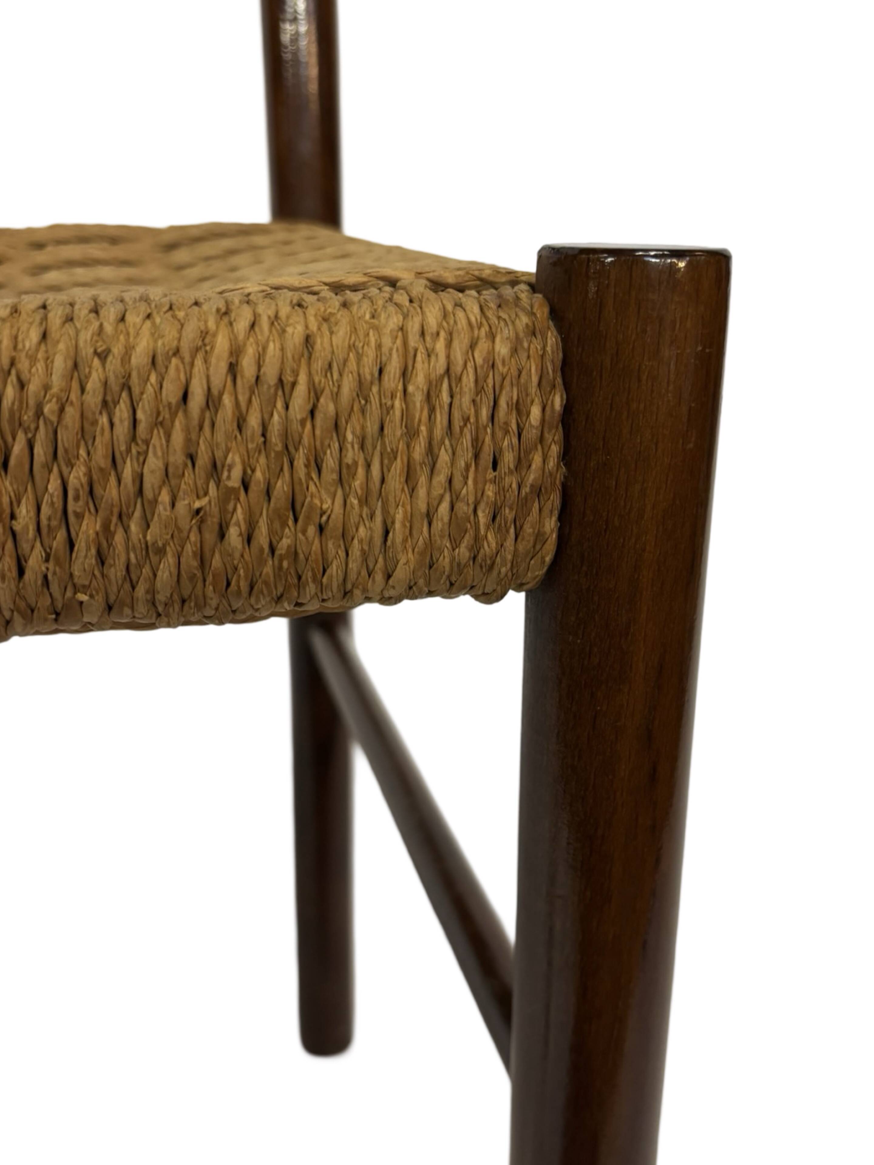 Vintage chair from the 70s minimalist design in wood and paper cord