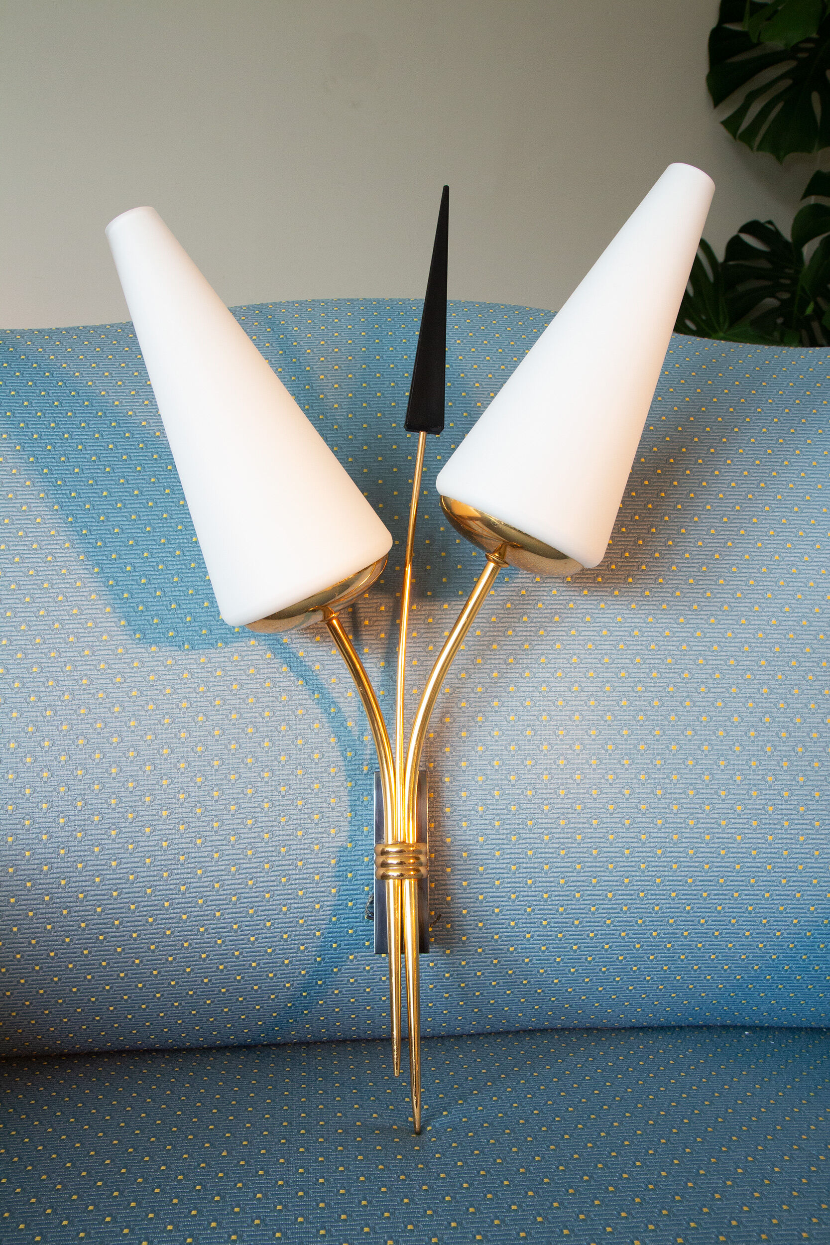 Pair of double reed sconces, 1960