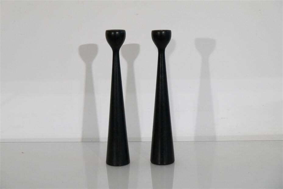 Pair of Scandinavian wooden candlesticks 1960