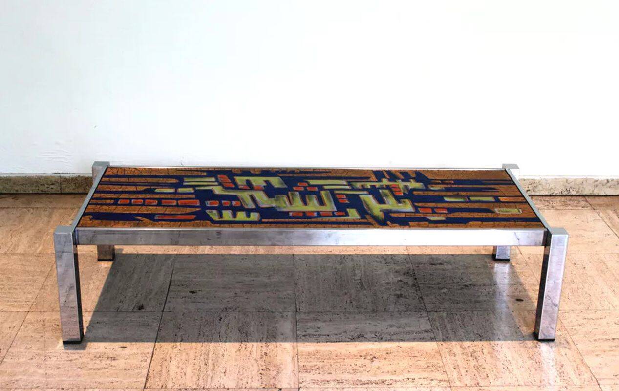 Vintage glazed ceramic coffee table by Antonio De Nisco, 1960s