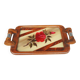 Vintage large Art Deco wooden tray – rose decoration
