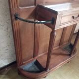 Oak and wrought iron coat rack from around 1900.