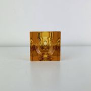 Bougeoir ice cube verre ambré années 60