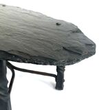 French wrought iron and slate coffee table