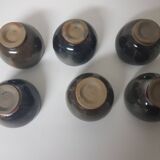 Teapot + 6 ceramic cups signed LC (Signature to be identified)