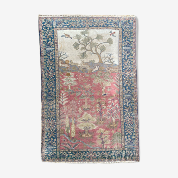 Tapis ancien turc Cesareh en soie fait main 114x176 cm