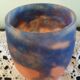 Tulip for chandelier or lamp - Orange blue purple marbled glass - Art Deco