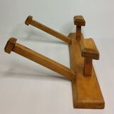 Vintage solid wood wall coat rack, two hooks, 35 cm