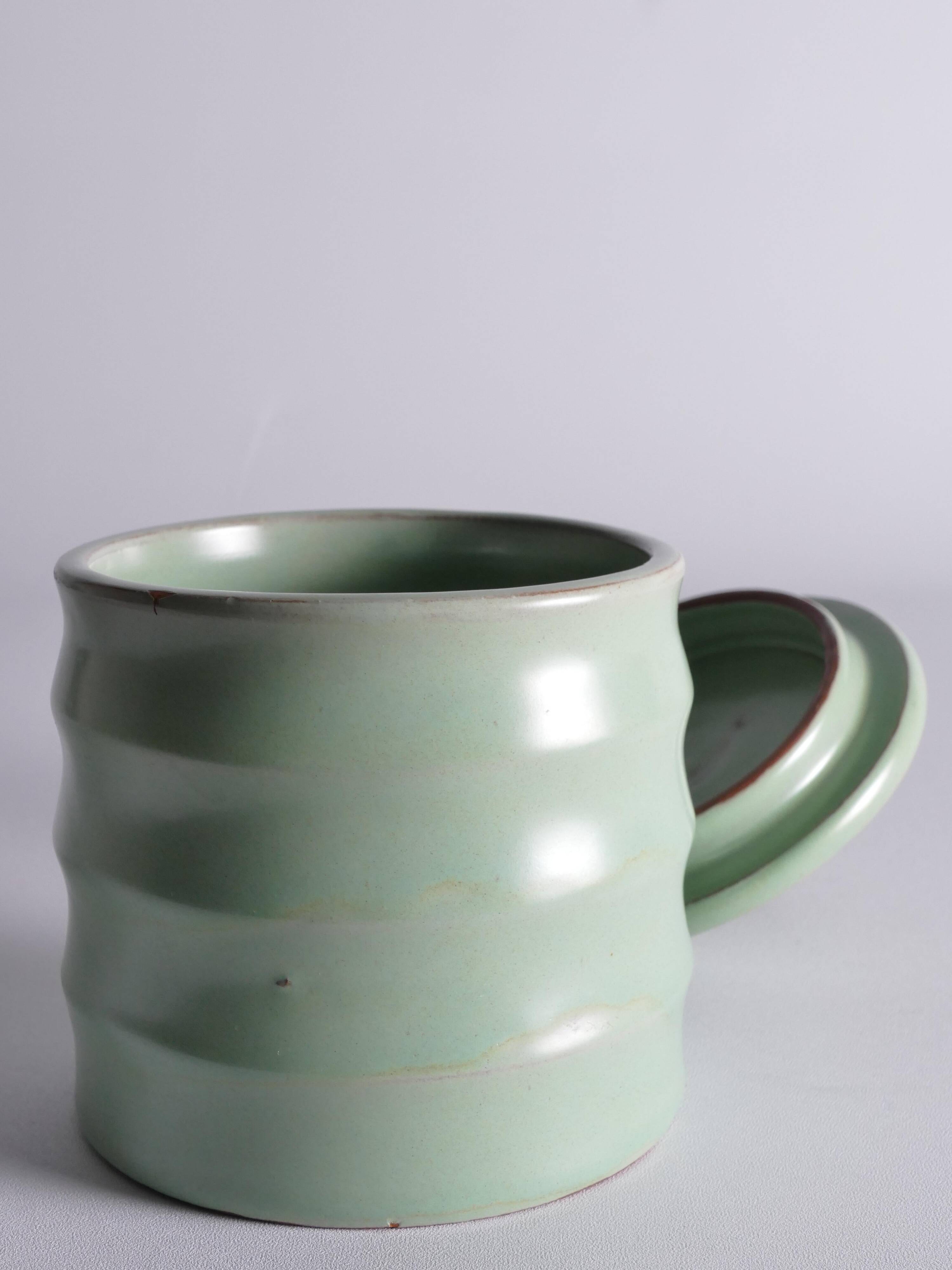 Art Deco Celadon Glazed Lidded Jar by Einar Luterkort for Upsala‑Ekeby, 1930s