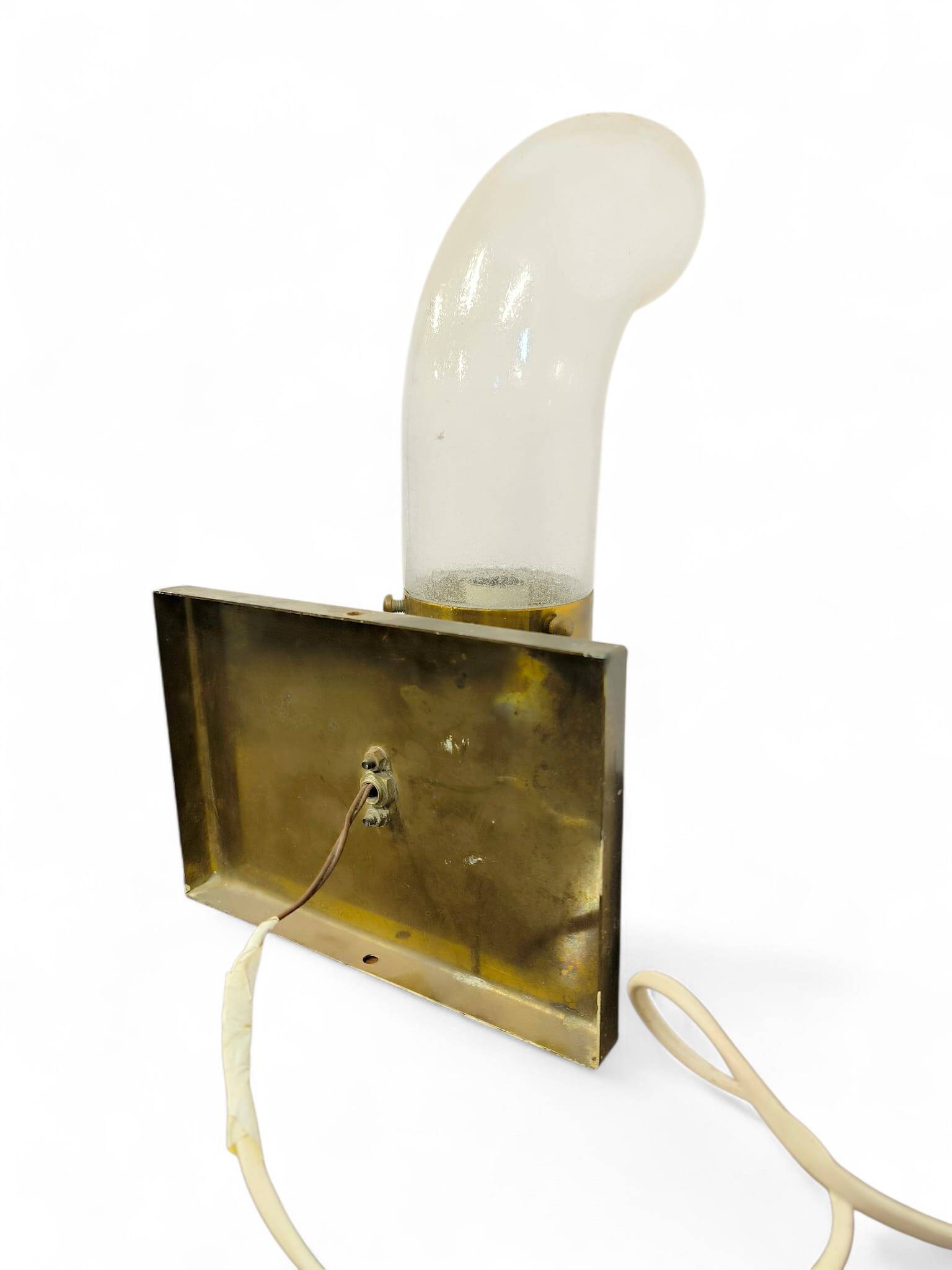Brass and Pulegoso Glass Wall Lamp attributed to Aldo Nason for Mazzega 1960s