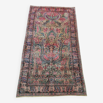 Tapis Kerman ancien fait main du Moyen-Orient 3,9' x 6,9' (120 cm x 211 cm), années 1920 - 1L15