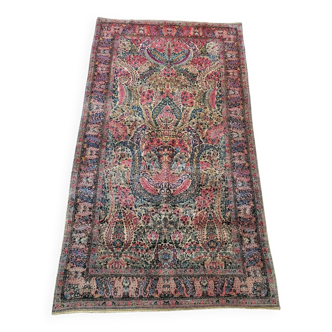 Antique Handmade Middle Eastern Kerman Rug 3.9' x 6.9' (120 cm x 211 cm), 1920s - 1L15