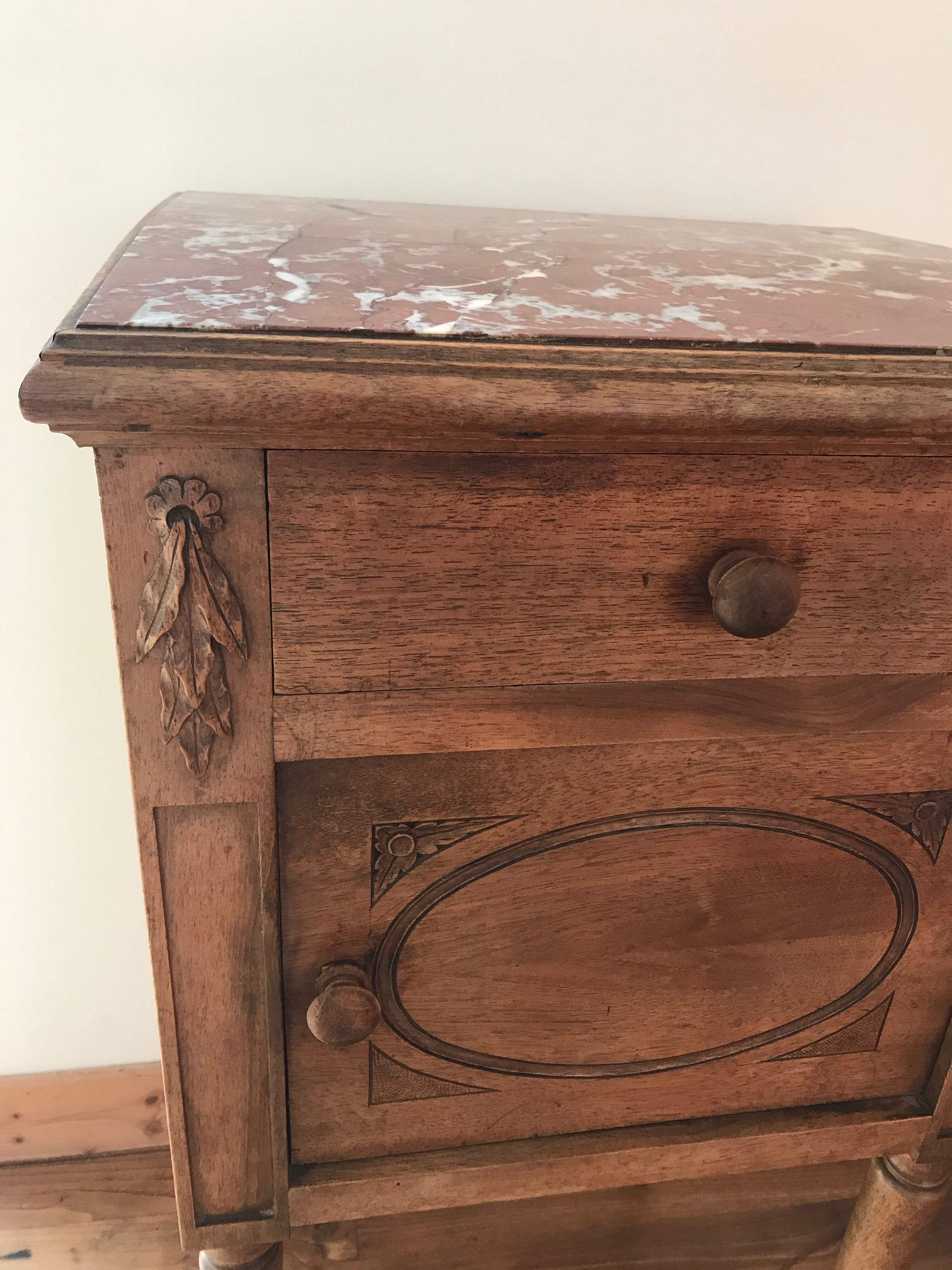 Old marble bedside table