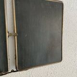 Vintage 1930s barber's triptych mirror, black beveled crystal - 28 x 70 cm