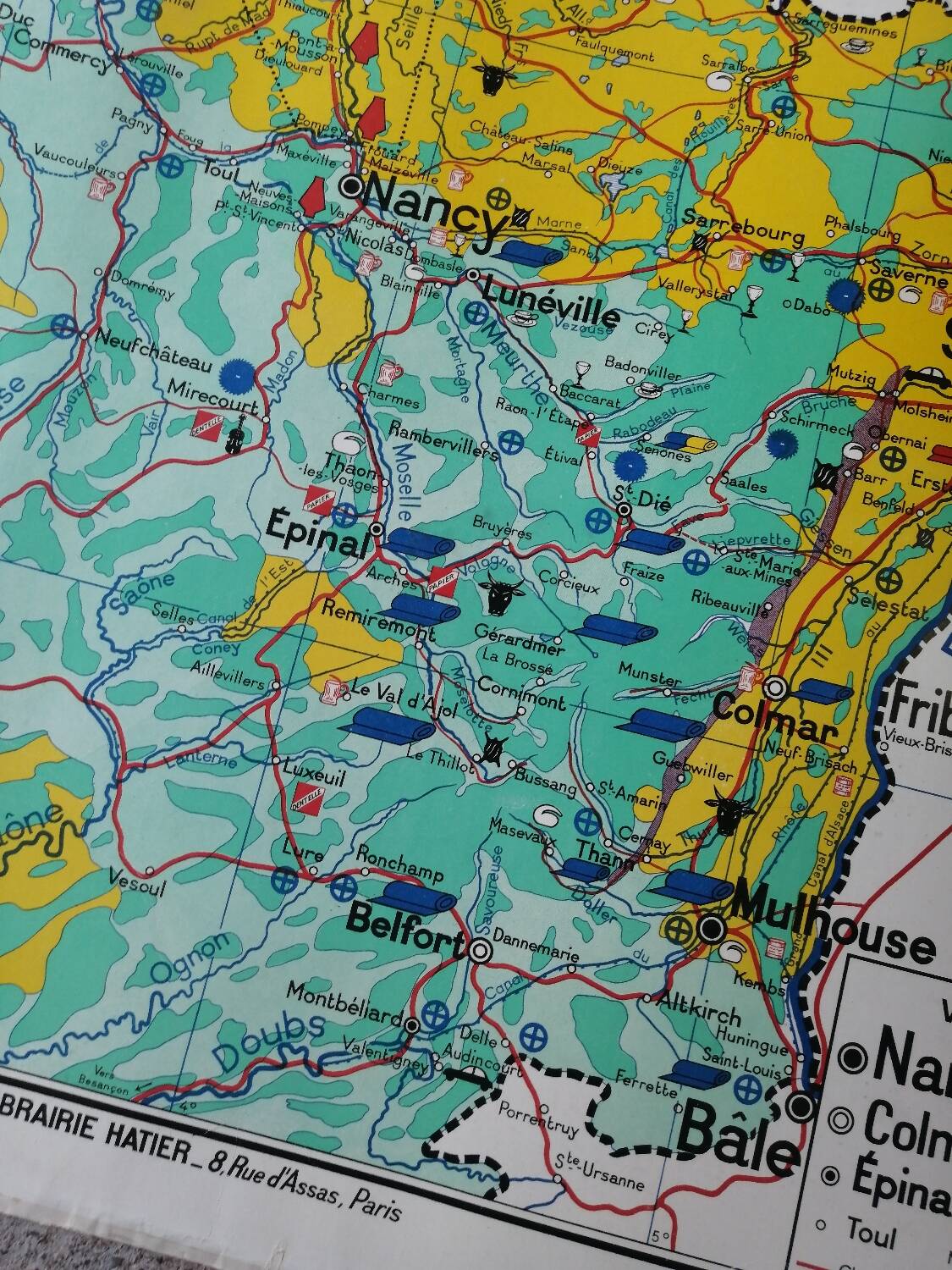 Old school map: France, North-East, Hatier Kaeppelin.