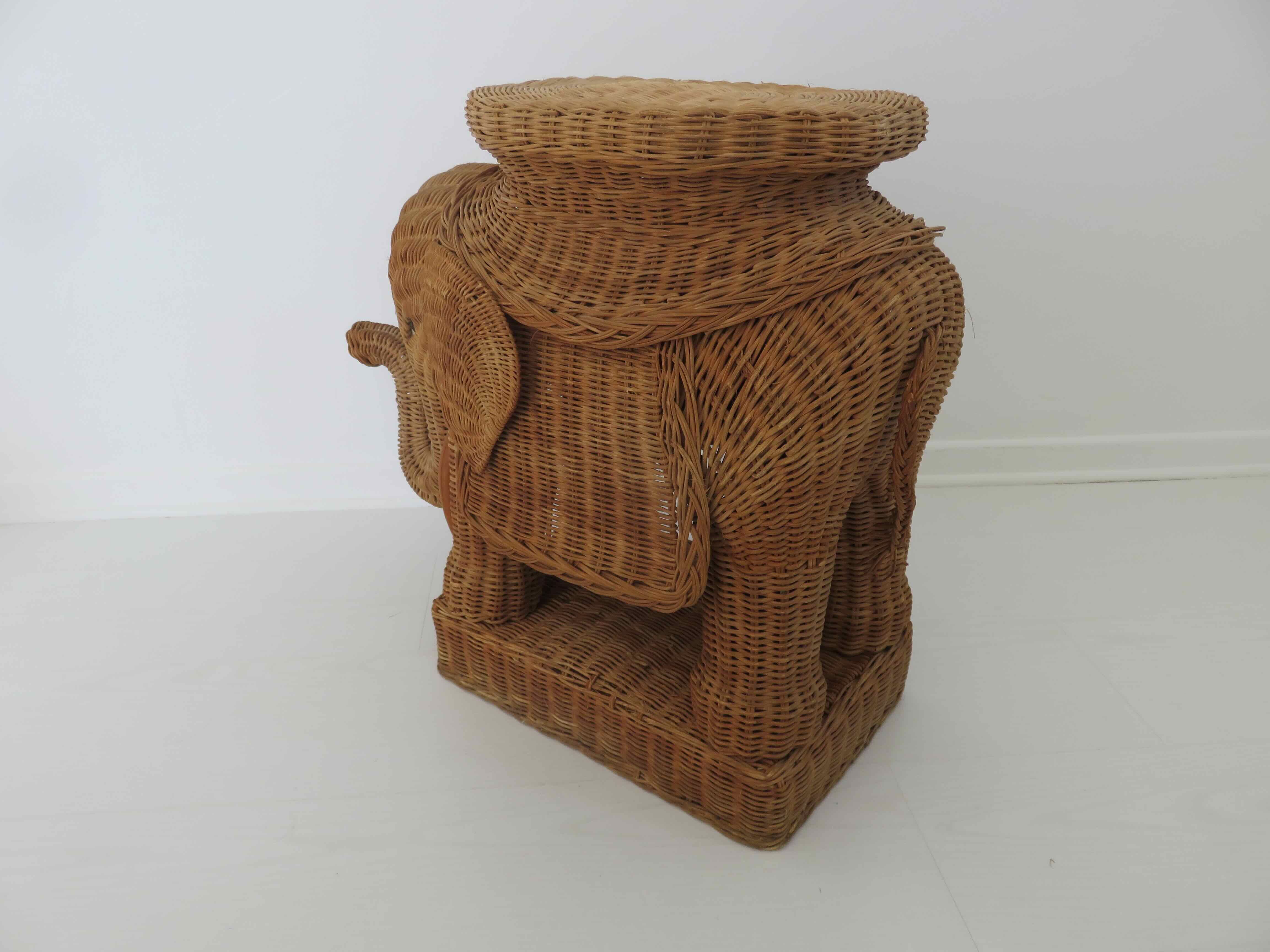 Side table elephant rattan or piece of sofa 60s 70s